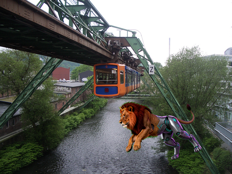 Hybrid auf echtem Wuppertal-Foto
